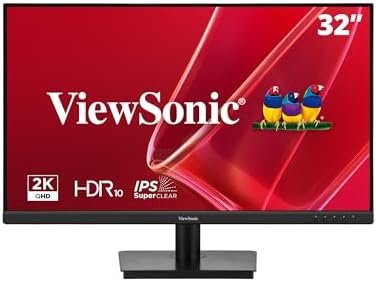 ViewSonic VS3225-2K 32 Inch QHD 1440p IPS Computer Monitor, 75Hz LCD | HDMI, DisplayPort, Variable Refresh Rate, Eye Care, Frameless, Anti Glare, Home Office, Laptop, Mac, PC, HDR10, Speakers, 4ms